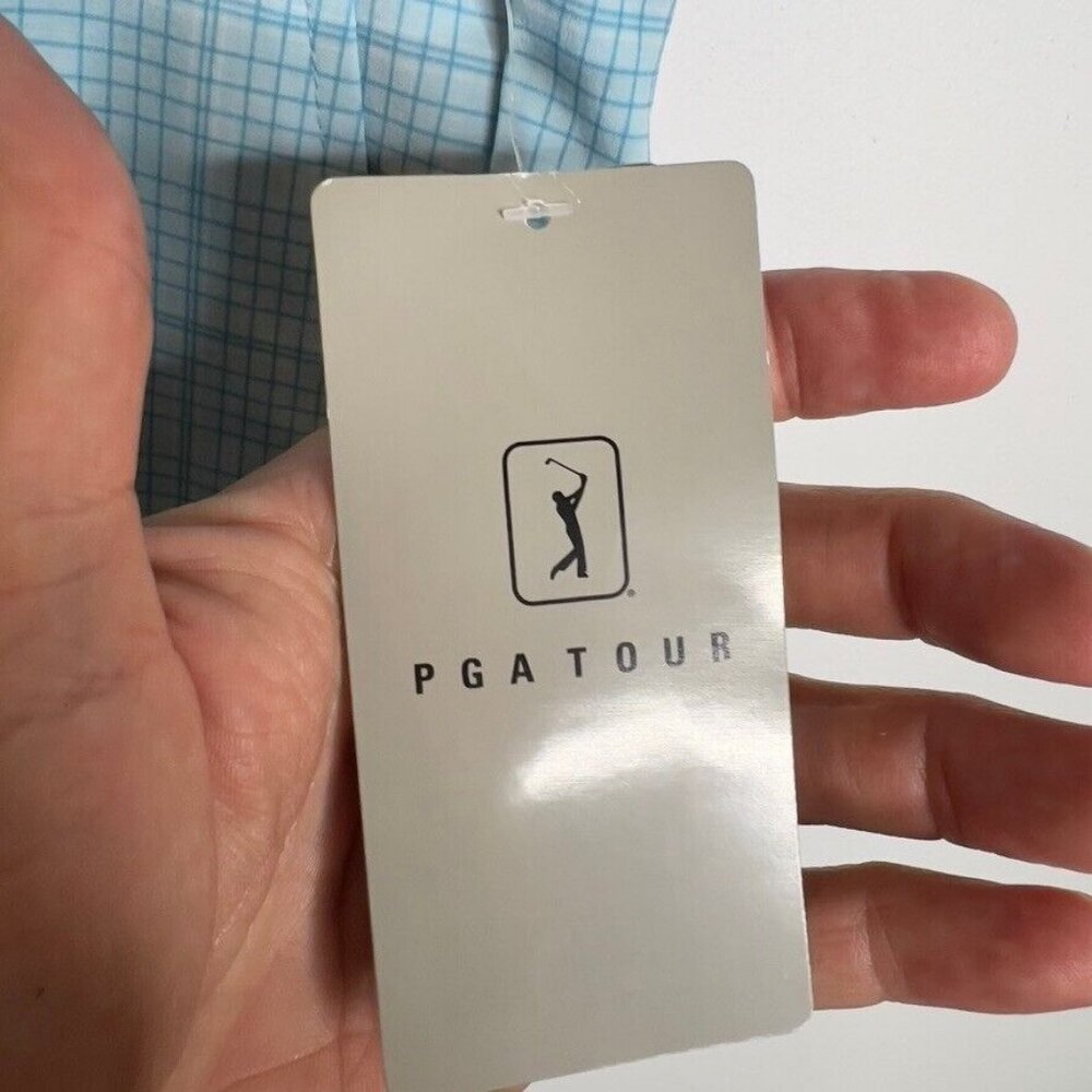 Pga Tour Men's $68 Check Print Performance 8" Golf Shorts - Cyan Blue Size 40 - Picture 2 of 11